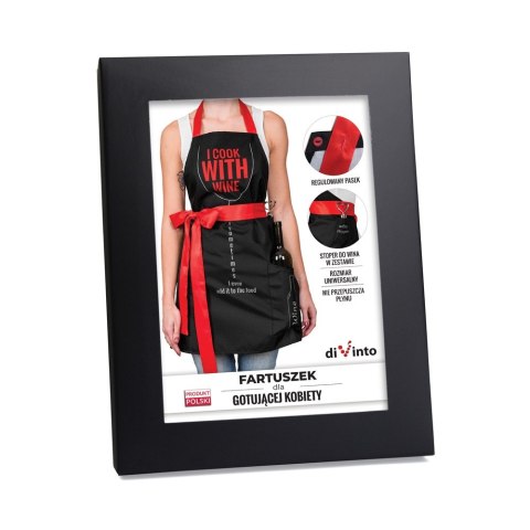 FARTUSZEK DLA GOTUJĄCEJ KOBIETY Z KIESZENIĄ WINO FARTUSZEK DLA GOTUJĄCEJ KOBIETY Z KIESZENIĄ WINO