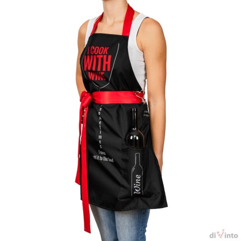 FARTUSZEK DLA GOTUJĄCEJ KOBIETY Z KIESZENIĄ WINO FARTUSZEK DLA GOTUJĄCEJ KOBIETY Z KIESZENIĄ WINO