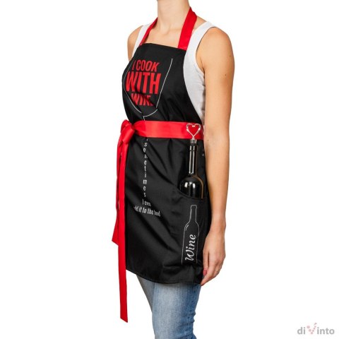 FARTUSZEK DLA GOTUJĄCEJ KOBIETY Z KIESZENIĄ WINO FARTUSZEK DLA GOTUJĄCEJ KOBIETY Z KIESZENIĄ WINO