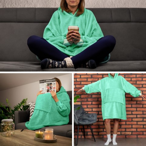 BLUZAIR BLUZA KOC Z KAPTUREM XXL CIEPŁA MIĘTOWY BLUZAIR BLUZA KOC Z KAPTUREM XXL CIEPŁA MIĘTOWY