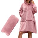 BLUZAIR BLUZA KOC Z KAPTUREM XXL CIEPŁA RÓŻOWY 4W1