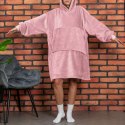 BLUZAIR BLUZA KOC Z KAPTUREM XXL CIEPŁA RÓŻOWY 4W1