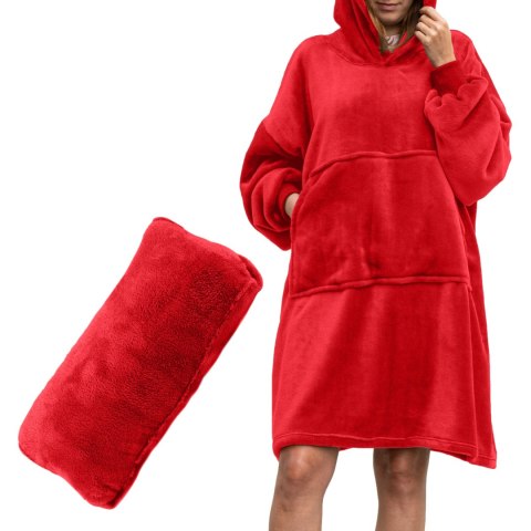BLUZAIR KOCO BLUZA OVERSIZE KAPTUREM CZERWONA 4W1