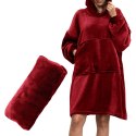 BLUZAIR KOCO BLUZA OVERSIZE Z KAPTUREM BORDOWA 4W1