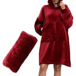 BLUZAIR KOCO BLUZA OVERSIZE Z KAPTUREM BORDOWA 4W1