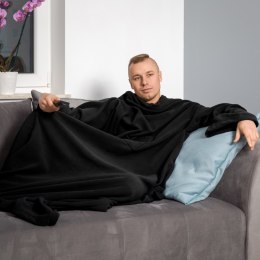 KOCYKO - SZLAFROK CZARNY Z RĘKAWAMI GRUBY POLAROWY