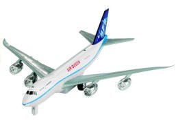Samolot Pasażerski Jeździ Świeci Gra Biały 1:200 LEAN Toys