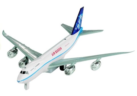 Samolot Pasażerski Jeździ Świeci Gra Biały 1:200 LEAN Toys