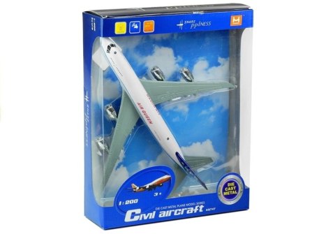 Samolot Pasażerski Jeździ Świeci Gra Biały 1:200 LEAN Toys