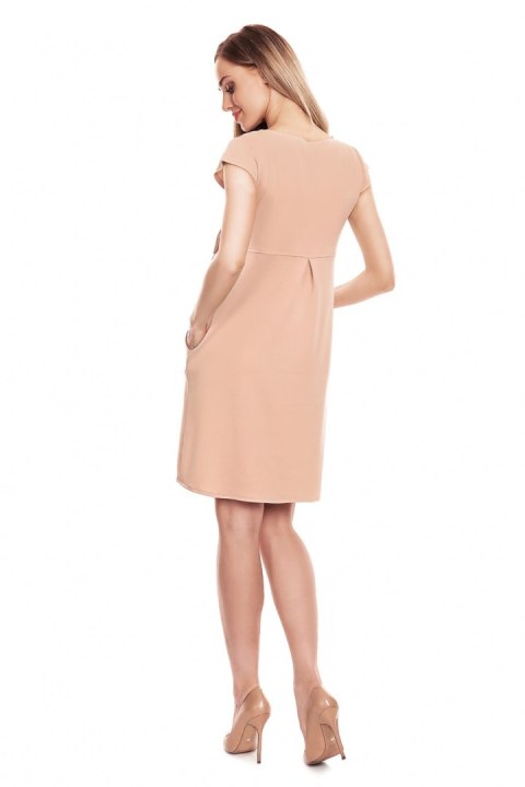 Sukienka Ciążowa Model 0129 Beige - PeeKaBoo PeeKaBoo Sukienka Ciążowa Model 0129 Beige - PeeKaBoo PeeKaBoo