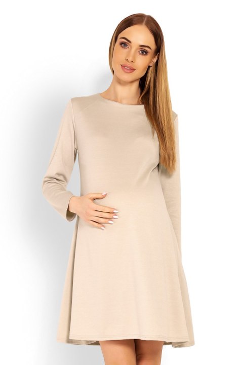 Sukienka Ciążowa Model 1359C Beige - PeeKaBoo PeeKaBoo Sukienka Ciążowa Model 1359C Beige - PeeKaBoo PeeKaBoo