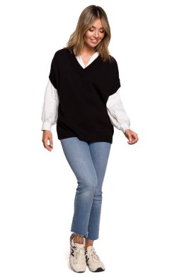 Bezrękawnik Model BK076 Black - BE Knit BE Knit
