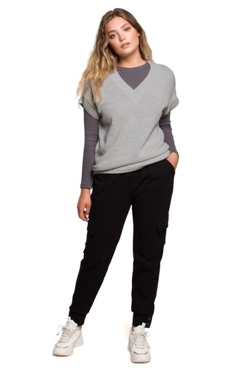 Bezrękawnik Model BK076 Grey - BE Knit BE Knit Bezrękawnik Model BK076 Grey - BE Knit BE Knit