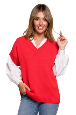 Bezrękawnik Model BK076 Red - BE Knit BE Knit