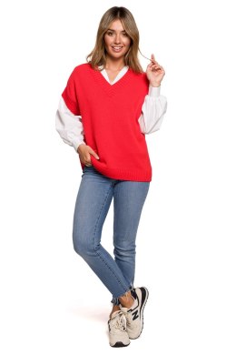 Bezrękawnik Model BK076 Red - BE Knit BE Knit