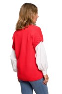 Bezrękawnik Model BK076 Red - BE Knit BE Knit