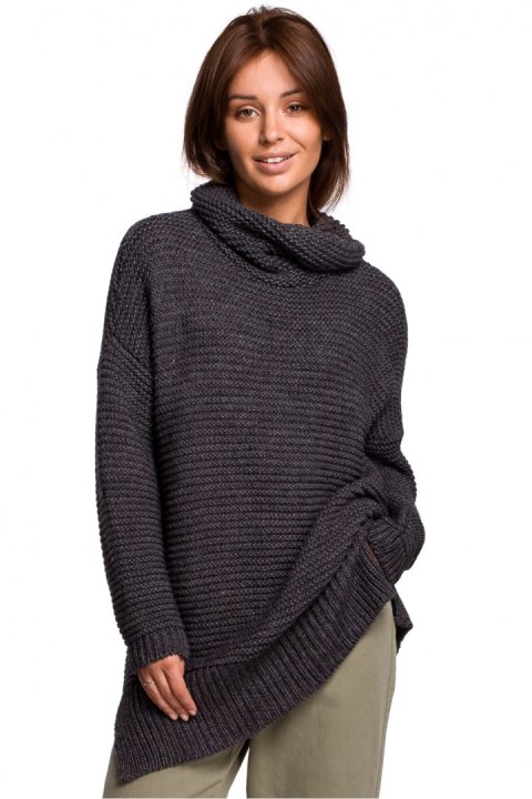 Sweter Damski Model BK047 Antracyt - BE Knit BE Knit Sweter Damski Model BK047 Antracyt - BE Knit BE Knit