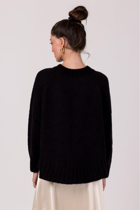 Sweter Damski Model BK105 Black - BE Knit BE Knit Sweter Damski Model BK105 Black - BE Knit BE Knit