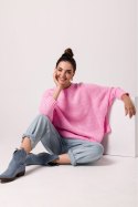 Sweter Damski Model BK105 Pink - BE Knit BE Knit Sweter Damski Model BK105 Pink - BE Knit BE Knit