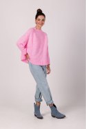 Sweter Damski Model BK105 Pink - BE Knit BE Knit Sweter Damski Model BK105 Pink - BE Knit BE Knit