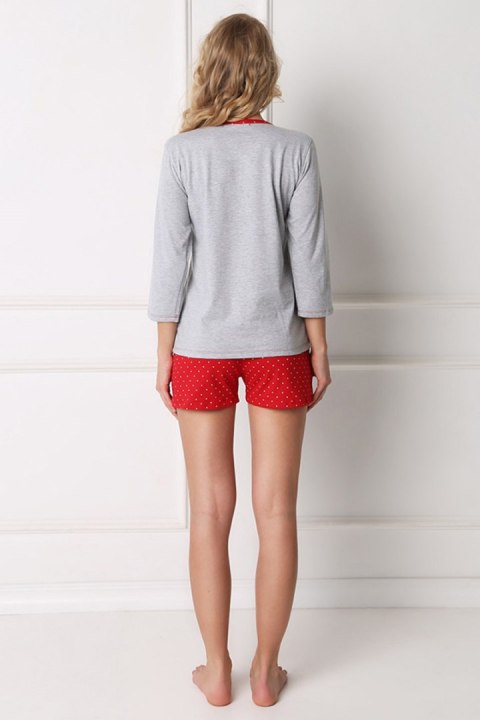 Piżama Damska Model Cookie Short Grey/Red - Aruelle Aruelle Piżama Damska Model Cookie Short Grey/Red - Aruelle Aruelle