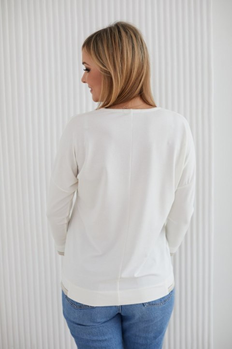 Sweter Damski Model M403/4 Ecru/Grey - La Aurora La Aurora Sweter Damski Model M403/4 Ecru/Grey - La Aurora La Aurora