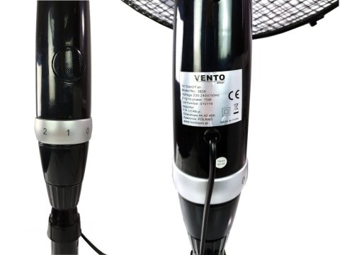 Wentylator Vento Podłogowy 40 cm 75W Srebrno-Czarny LEAN Toys