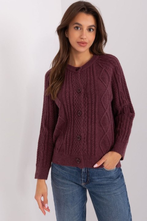 Sweter Damski Model AT-SW-2346-2.99P Dark Violet - AT AT Sweter Damski Model AT-SW-2346-2.99P Dark Violet - AT AT