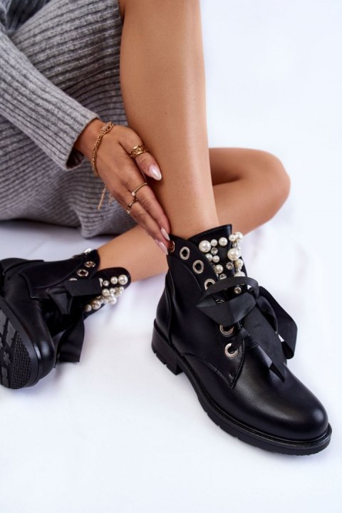 Botki Model Perla C-7221 Black Skóra - Step in style Step in style