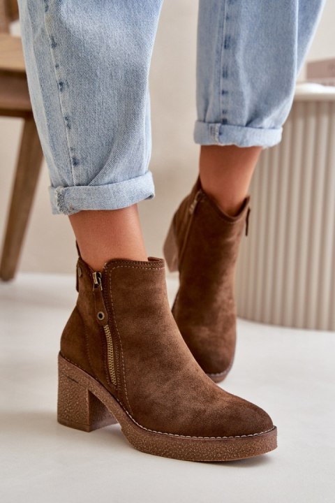 Botki Model Velarilla KE221 Dark Brown - Step in style Step in style