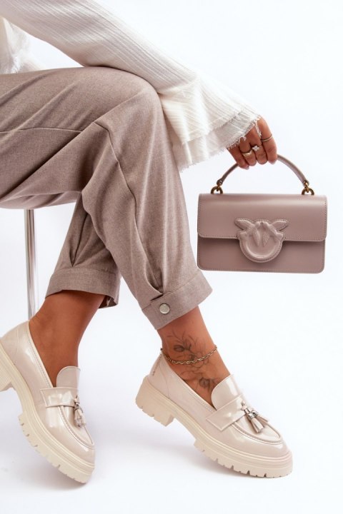 Półbuty Model Velenase YL189 Light Beige Lakier - Step in style Step in style