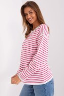 Sweter Damski Model BA-SW-6006-2.30X White/Pink - Badu Badu Sweter Damski Model BA-SW-6006-2.30X White/Pink - Badu Badu