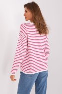 Sweter Damski Model BA-SW-6006-2.30X White/Pink - Badu Badu Sweter Damski Model BA-SW-6006-2.30X White/Pink - Badu Badu