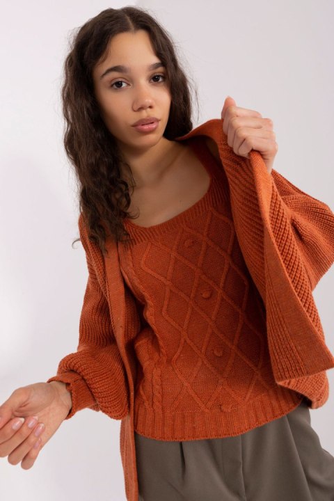 Sweter Komplet Model BA-KMPL-8019.20 Dark Orange - Badu Badu Sweter Komplet Model BA-KMPL-8019.20 Dark Orange - Badu Badu