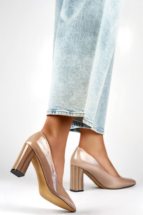 Czółenka Model GD-FL486A-T Beige - PRIMO PRIMO Czółenka Model GD-FL486A-T Beige - PRIMO PRIMO