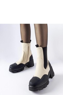 Beżowo-czarne wsuwane masywne botki Mafalda - Solea Solea