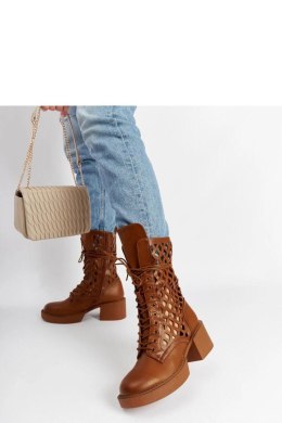 Brązowe ażurowe trapery na obcasie Visalia - Solea Solea