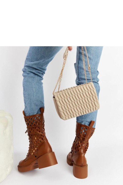 Brązowe ażurowe trapery na obcasie Visalia - Solea Solea Brązowe ażurowe trapery na obcasie Visalia - Solea Solea