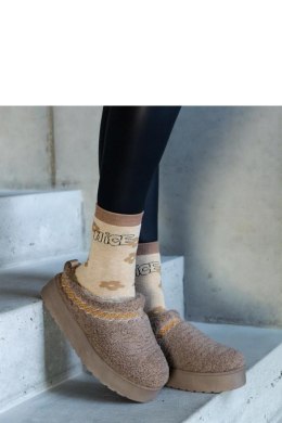 Brązowe śniegowce na platformie z niską cholewką i haftowanym wzorem Greene - Solea Solea