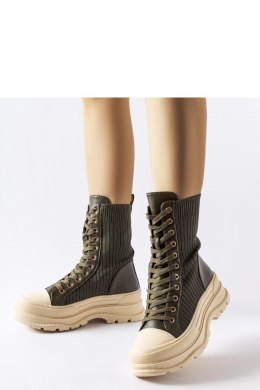 Ciemnozielone botki jasna gruba podeszwa Vitto - Solea Solea