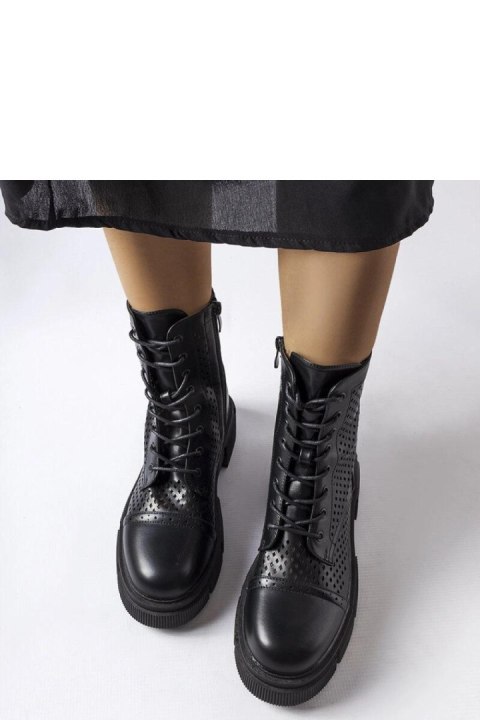 Czarne ażurowe botki Corpus - Solea Solea