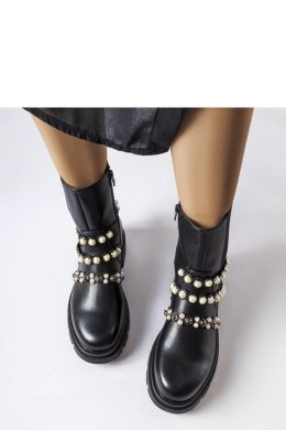 Czarne botki zdobione perełkami Callicratide - Solea Solea