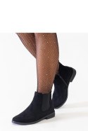 Czarne klasyczne botki z elastyczną wstawką eko-zamsz Maiza - Solea Solea