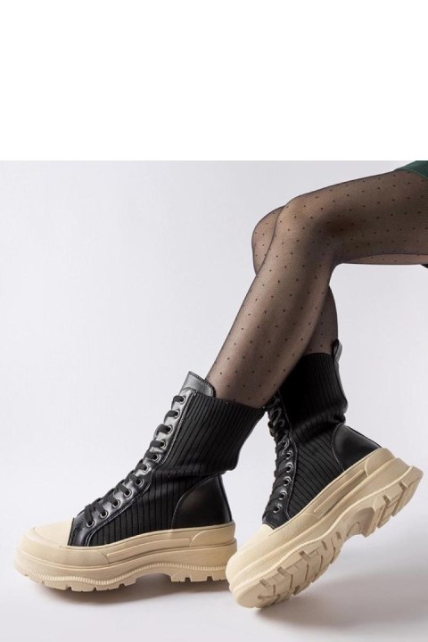 Czarne skarpetowe botki jasna podeszwa Vitto - Solea Solea Czarne skarpetowe botki jasna podeszwa Vitto - Solea Solea