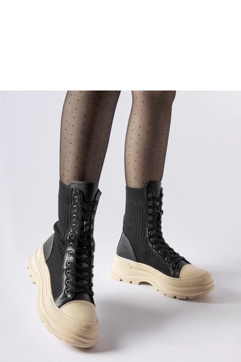 Czarne skarpetowe botki jasna podeszwa Vitto - Solea Solea Czarne skarpetowe botki jasna podeszwa Vitto - Solea Solea