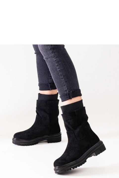 Wsuwane czarne botki ze skarpetą Ralia - Solea Solea