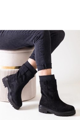 Wsuwane czarne botki ze skarpetą Ralia - Solea Solea