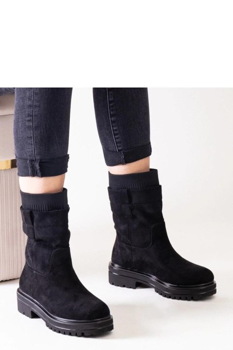 Wsuwane czarne botki ze skarpetą Ralia - Solea Solea