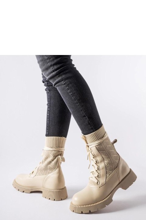 Beżowe ażurowe skarpetowe botki Portico - Solea Solea Beżowe ażurowe skarpetowe botki Portico - Solea Solea