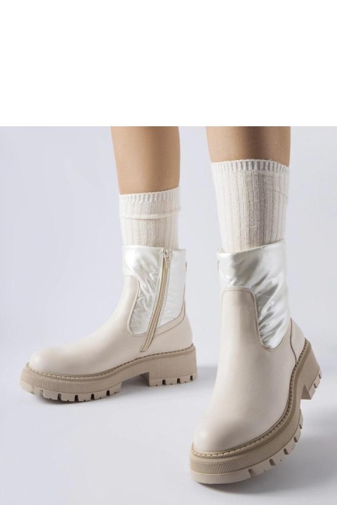 Beżowe botki z ozdobną cholewką Garrett - Solea Solea Beżowe botki z ozdobną cholewką Garrett - Solea Solea